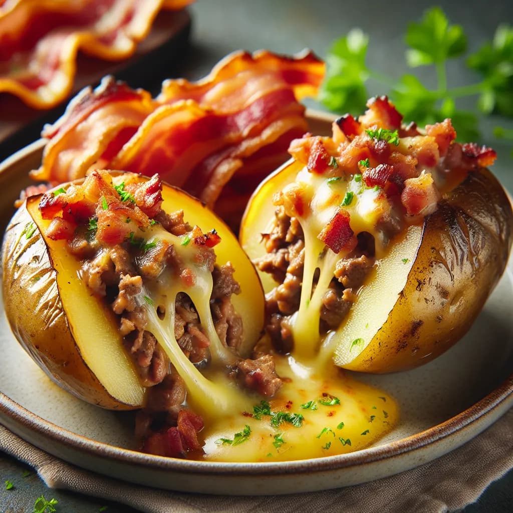 Beef and Bacon Stuffed Potatoes