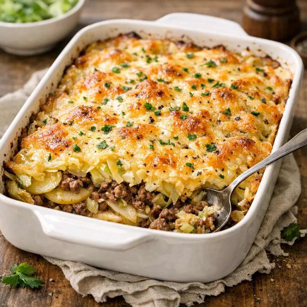 Beef and Potato Cabbage Bake