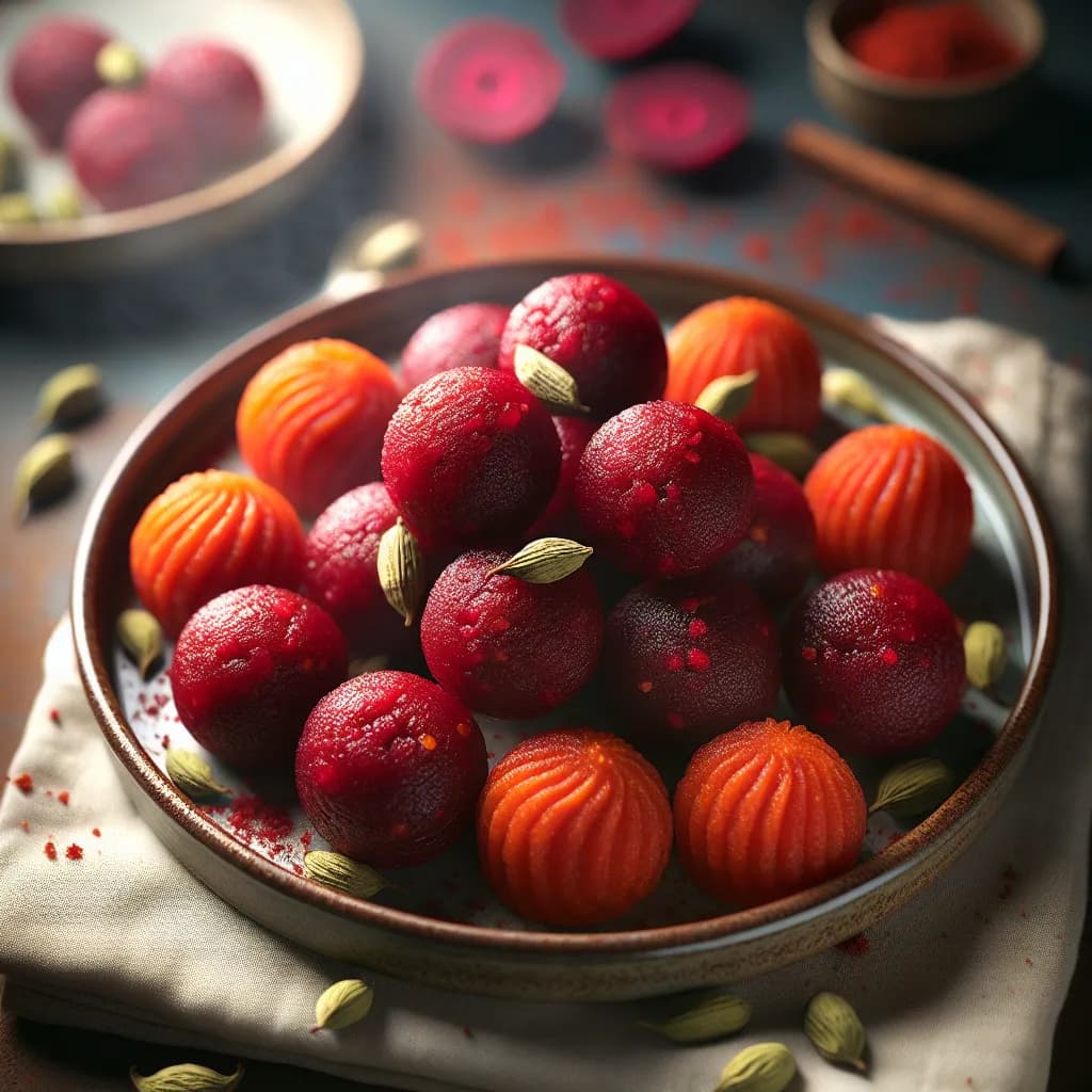 Beetroot Carrot Sooji Ladoo