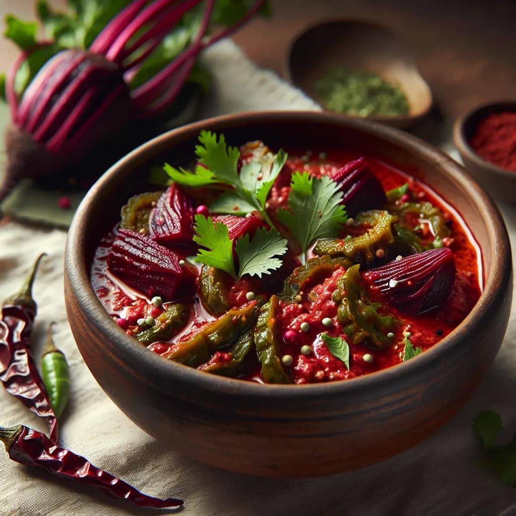 Beetroot and Bitter Gourd Spicy Curry