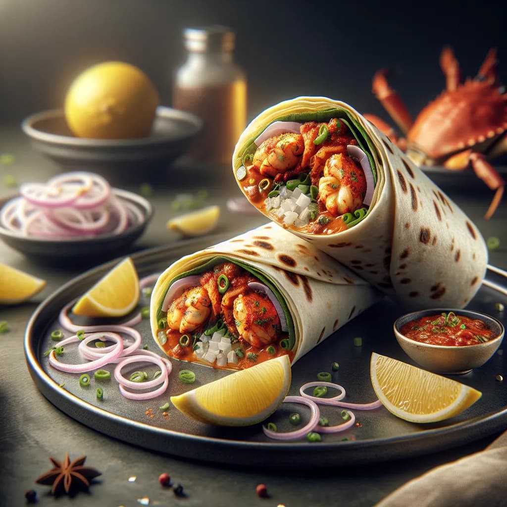 Bhetki and Crab Masala Wrap