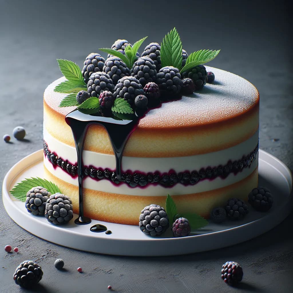 Blackberry Sponge Cake with Blackberry Coulis
