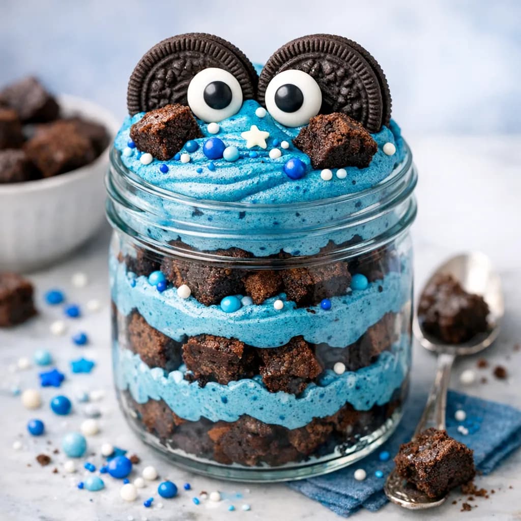 Blue Spirulina Brownie Jar Cake