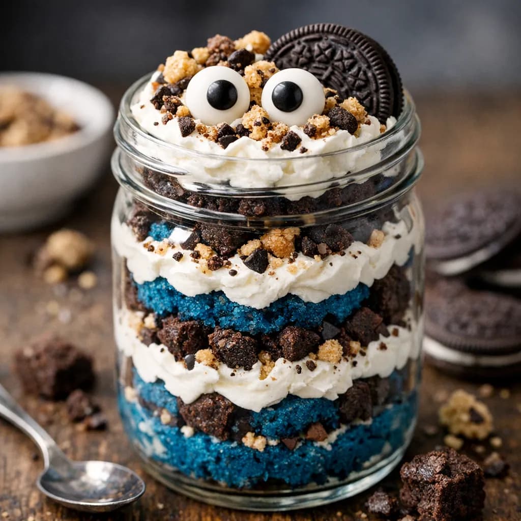 Blue Velvet Brownie Parfait Jar