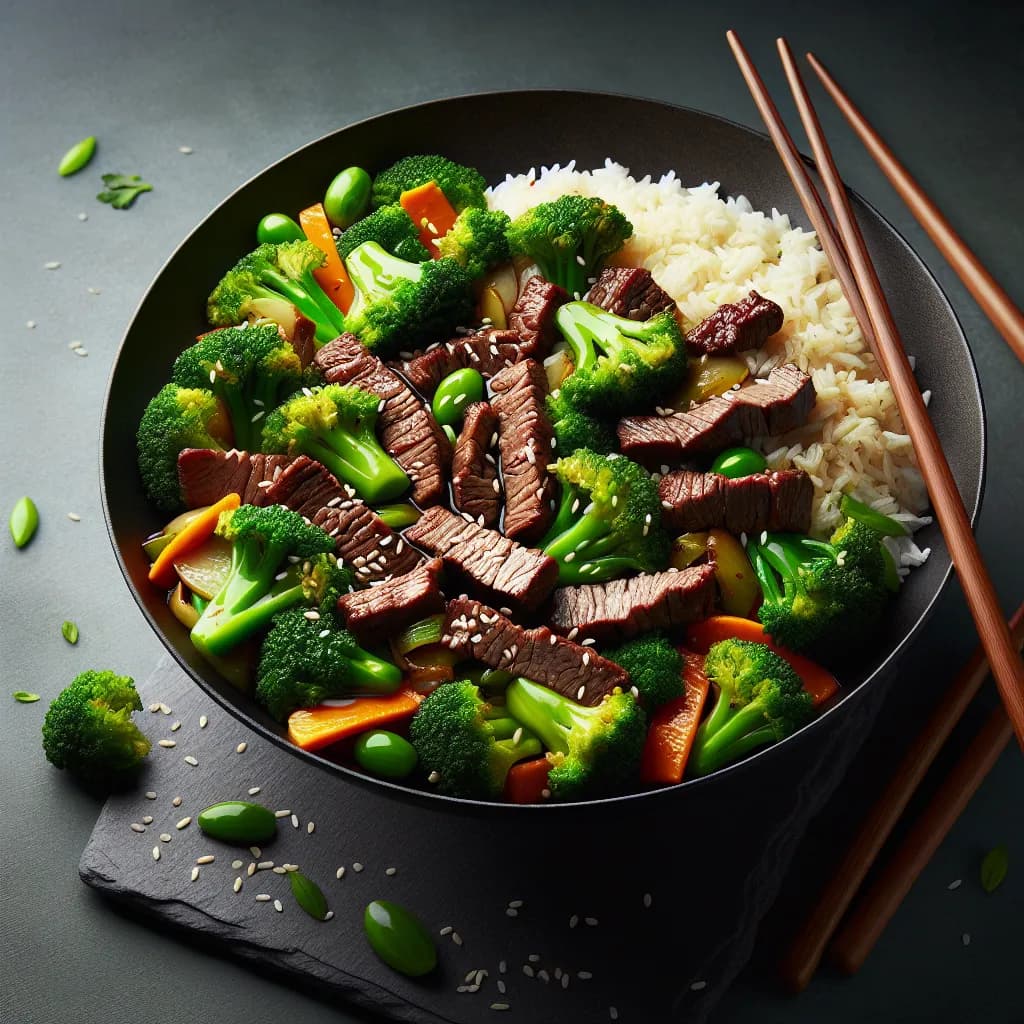 Boeuf Sauté au Brocoli et Riz