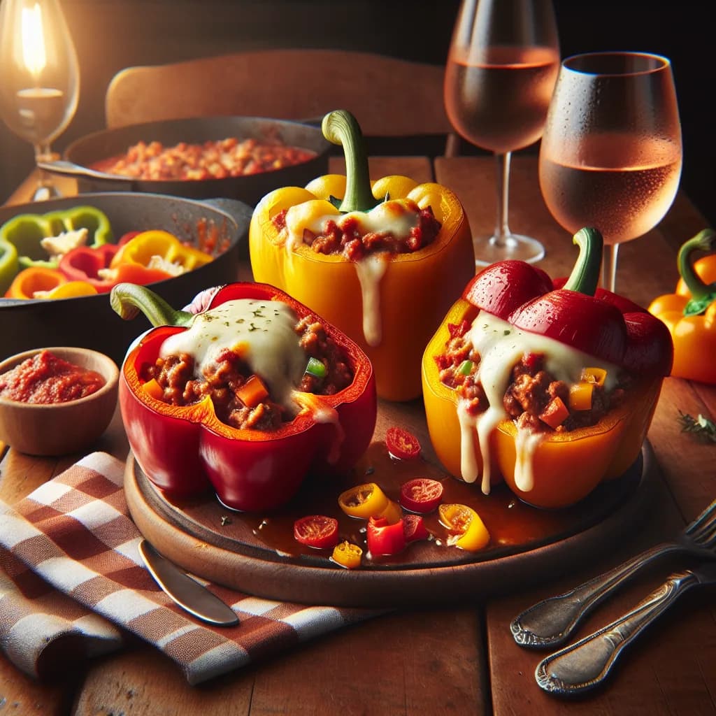 Bolognese-Stuffed Bell Peppers