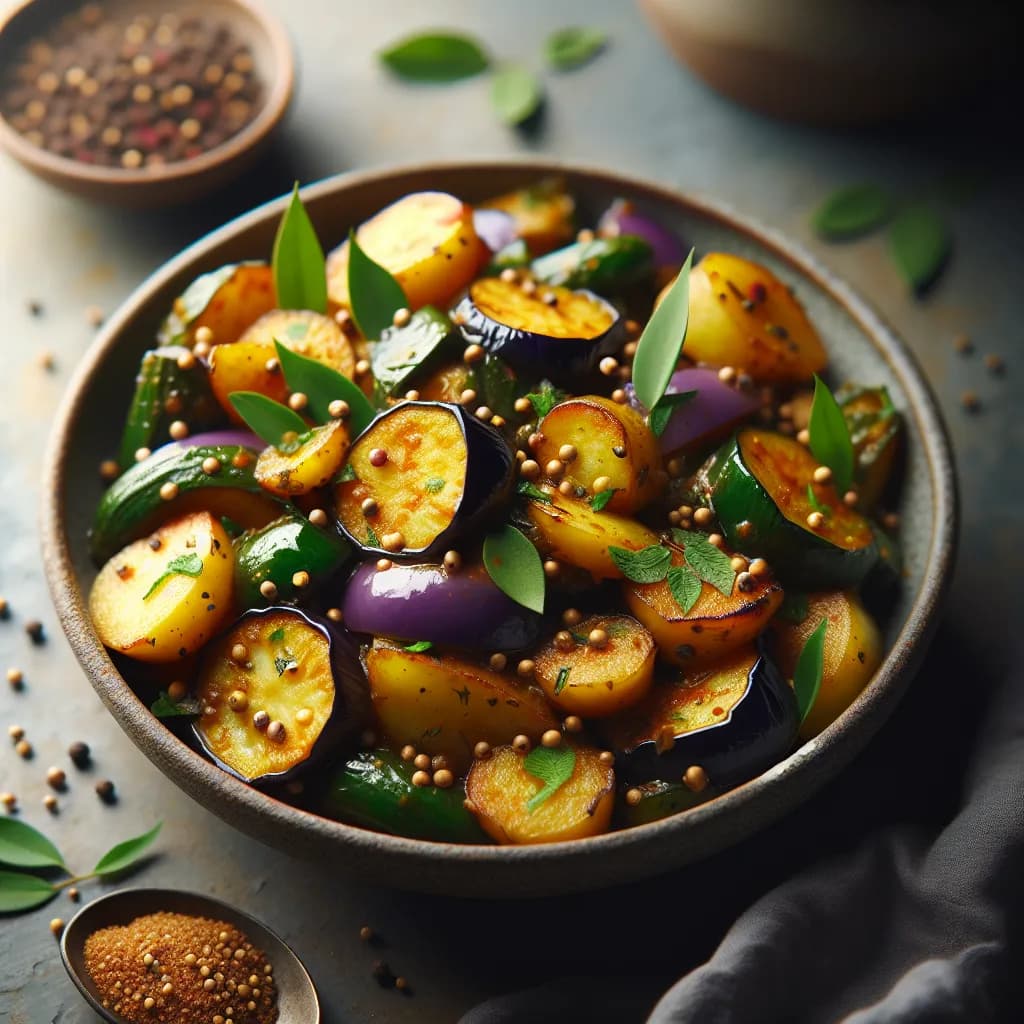 Brinjal and Aloo Stir Fry