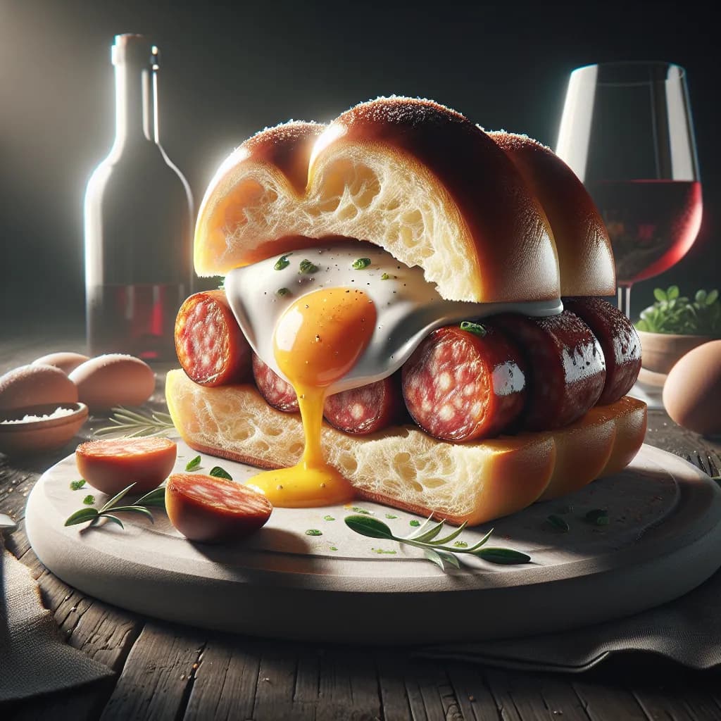Brioche con Salsiccia e Uovo Piccante