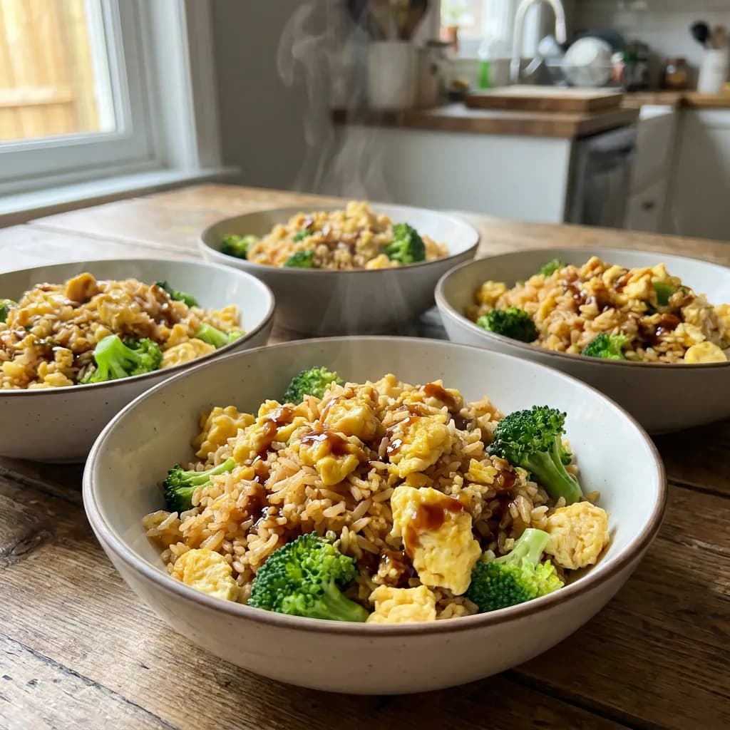 Broccoli Egg Fried Rice with Savory Sauce