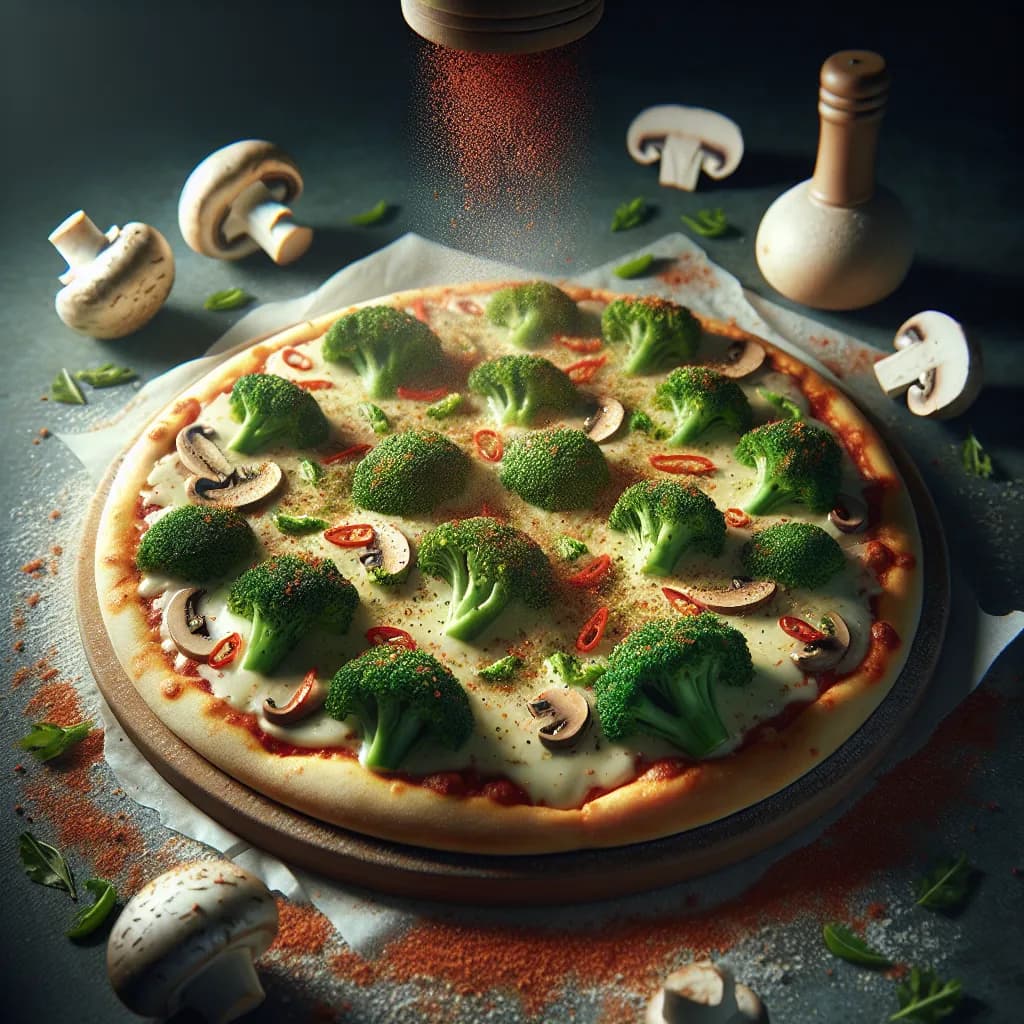 Broccoli and Mushroom Pizza