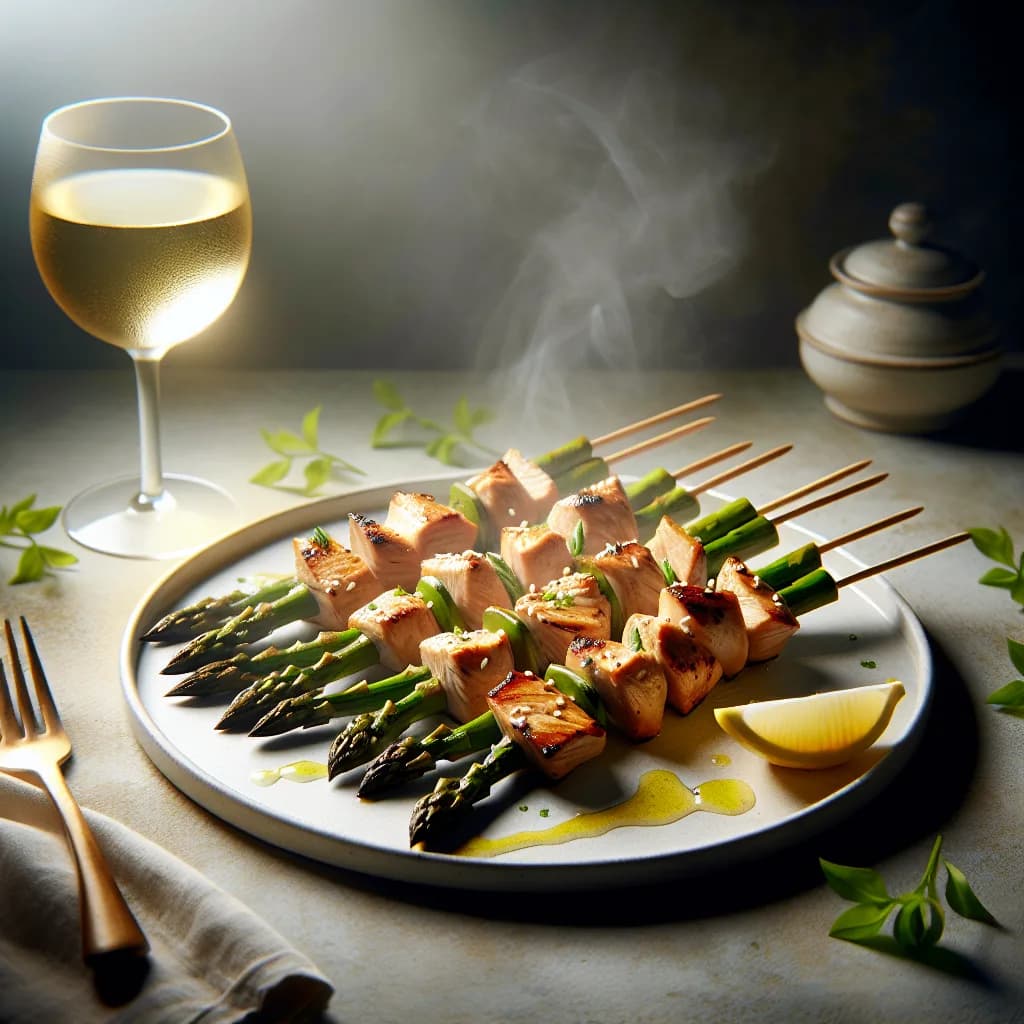 Brochettes de dinde aux asperges