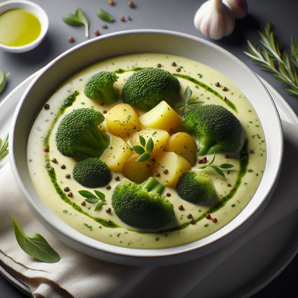 Brokkolicremesuppe mit Kartoffeln