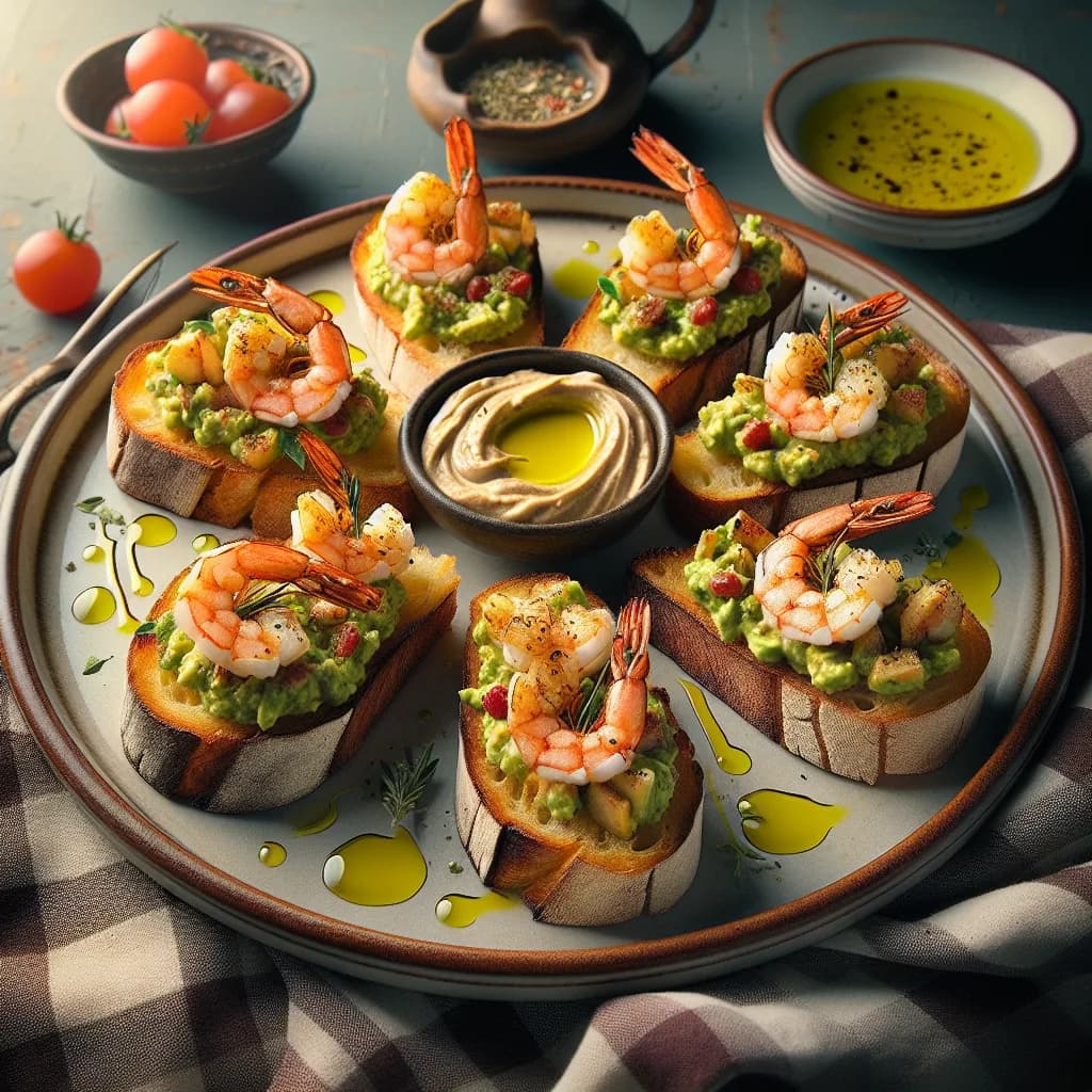 Bruschetta à l'avocat et crevettes