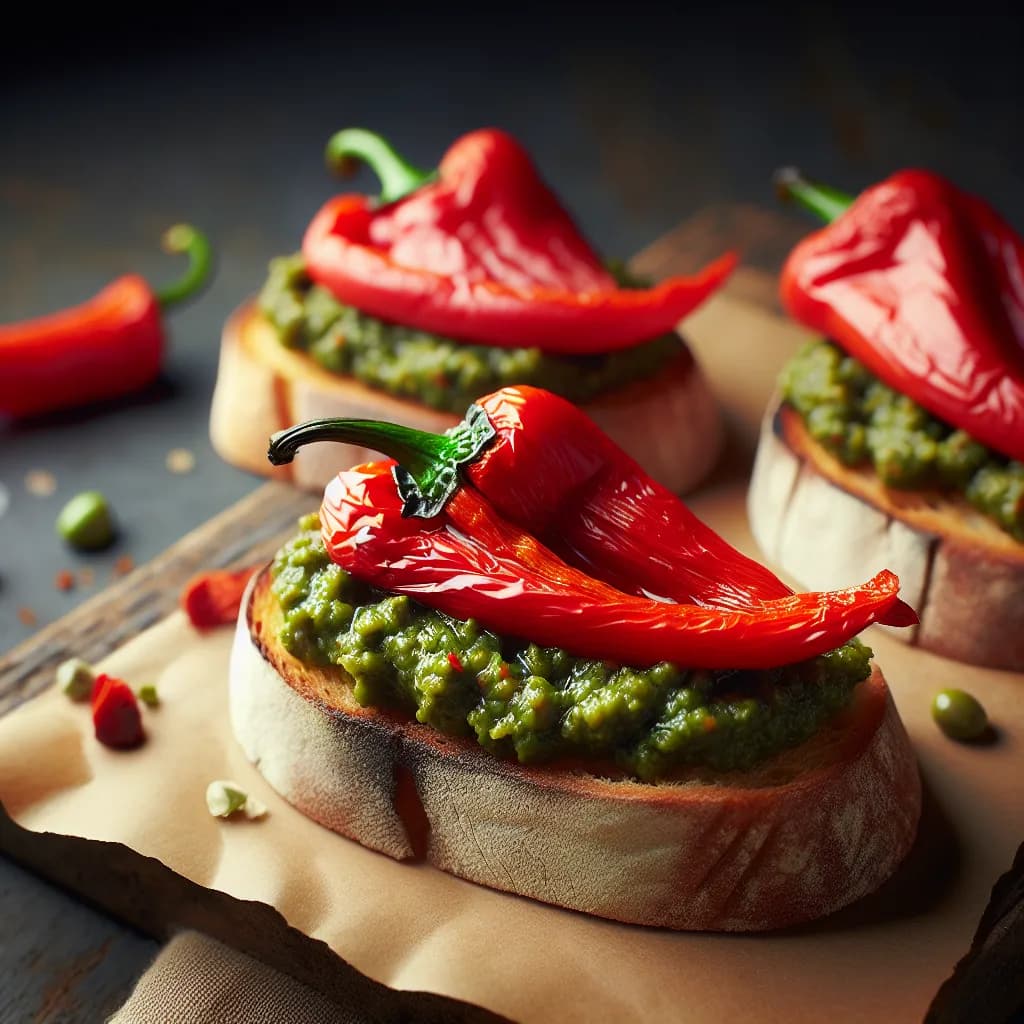 Bruschetta à la tapenade et poivrons grillés