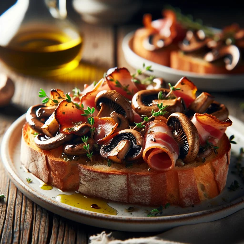 Bruschetta ai Funghi e Pancetta