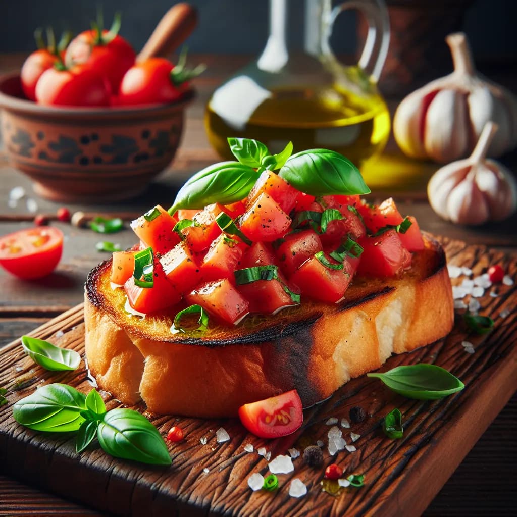 Bruschetta aux Tomates et Basilic