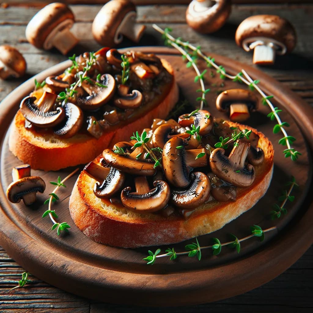 Bruschetta aux champignons et thym