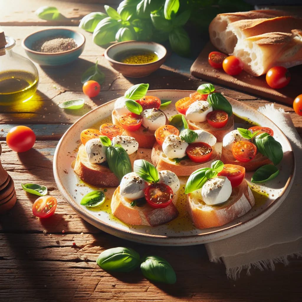 Bruschetta con Mozzarella di Bufala e Pomodorini