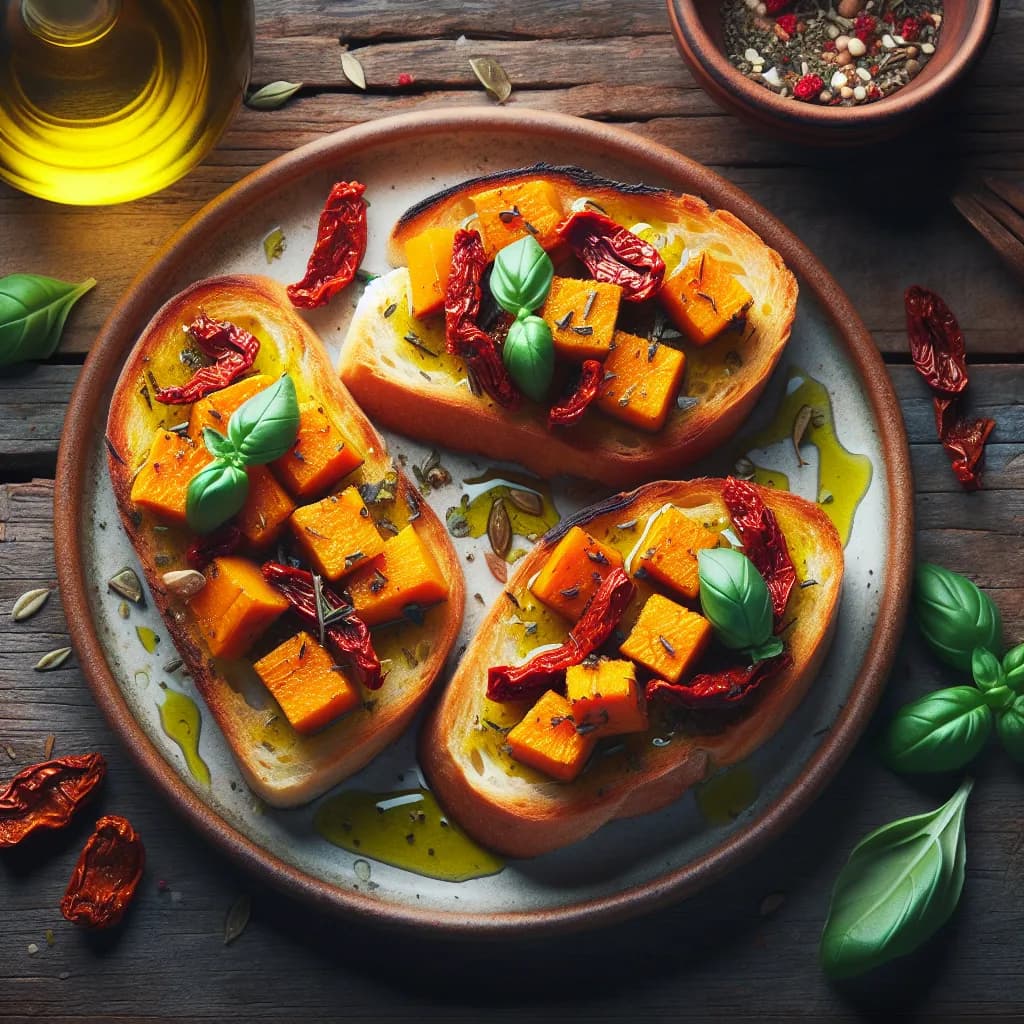 Bruschetta con Zucca e Pomodori Secchi