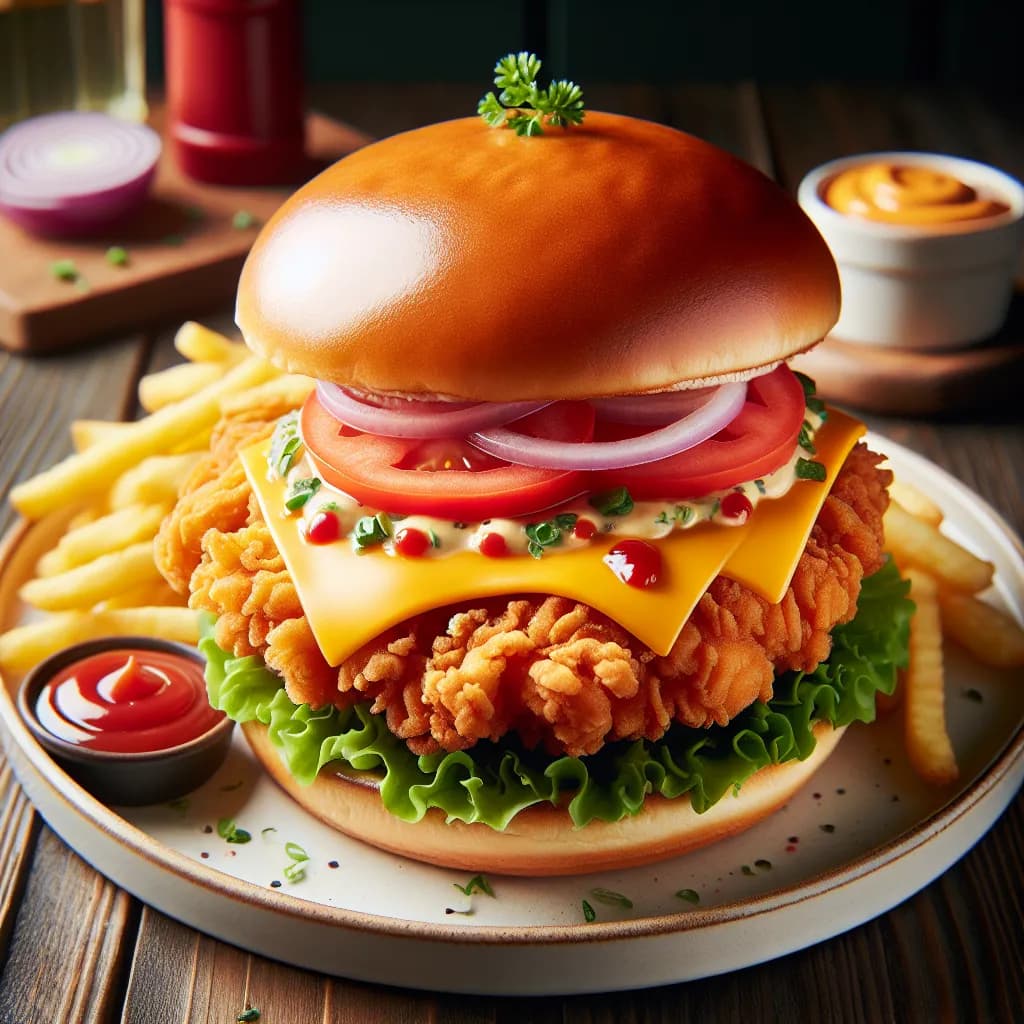 Burger de Poulet Frit Deluxe