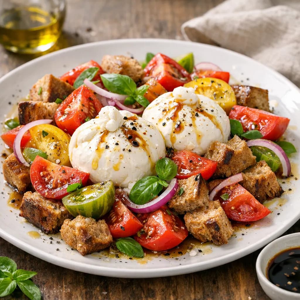 Burrata and Heirloom Tomato Panzanella
