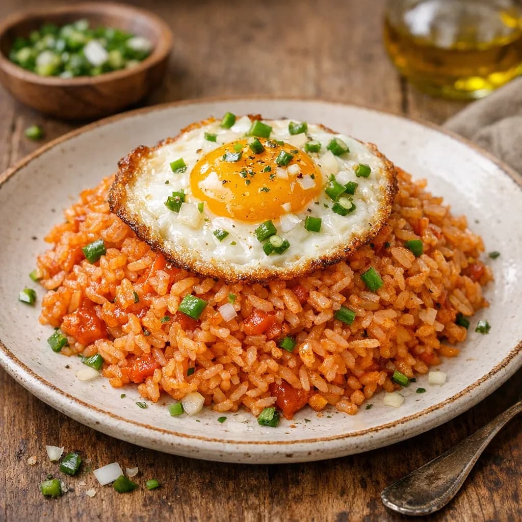 Butter Tomato Rice with Fried Egg