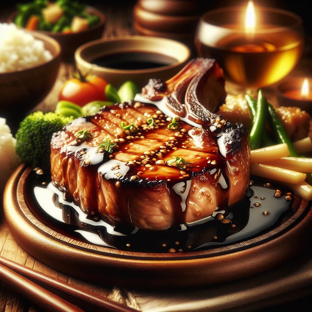 Côte échine de porc marinée à la sauce soja
