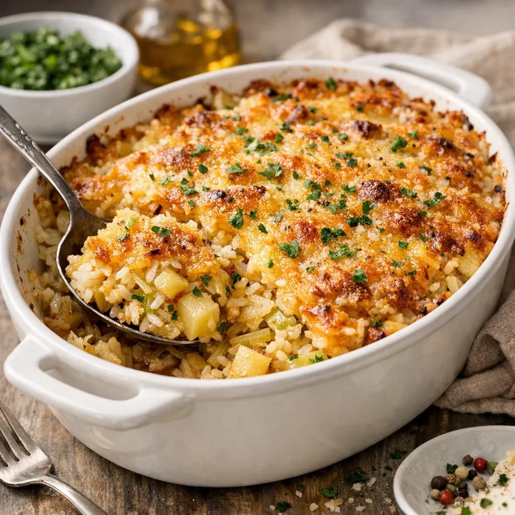 Cabbage and Potato Rice Bake