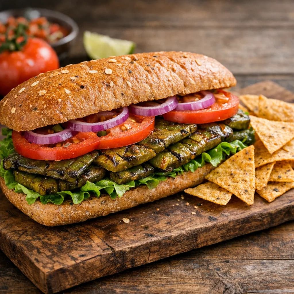 Cactus Steak Sandwich with Corn Chips