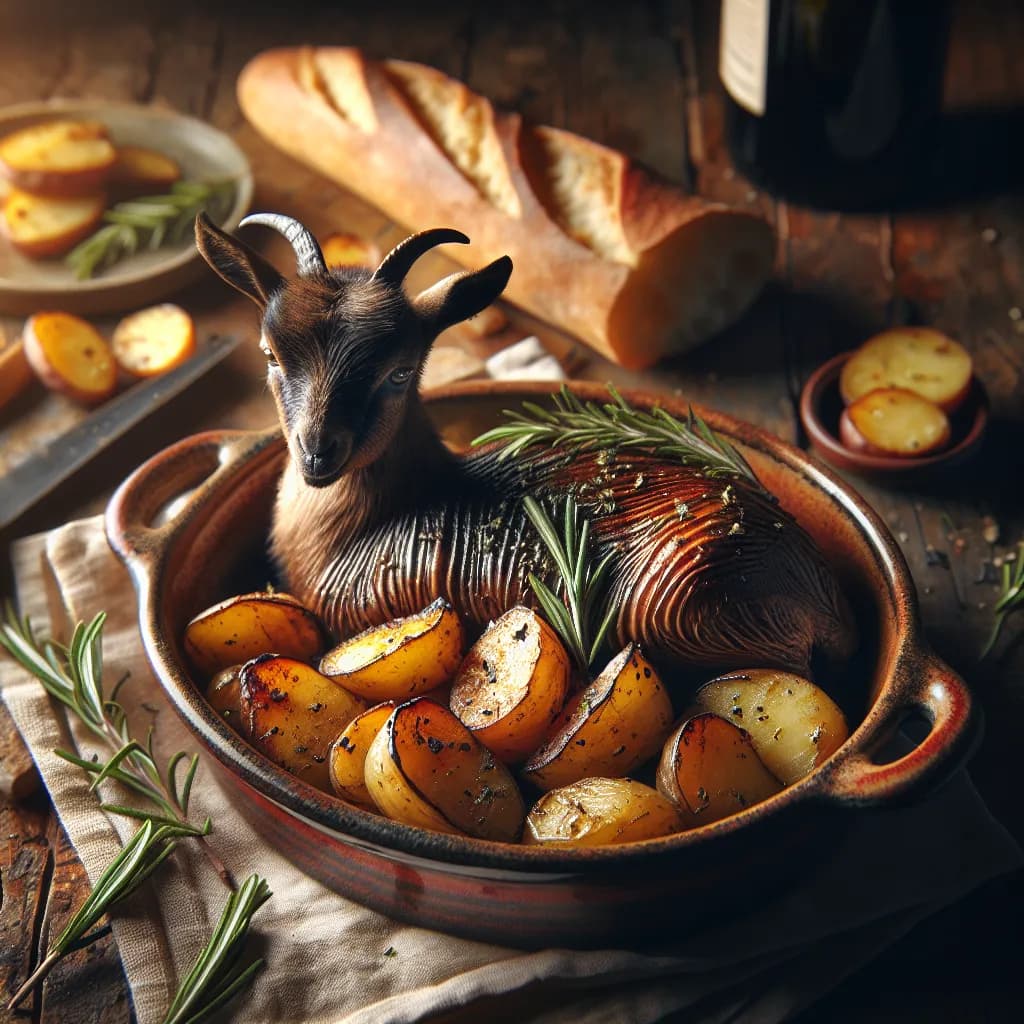 Capretto Arrosto con Patate e Rosmarino