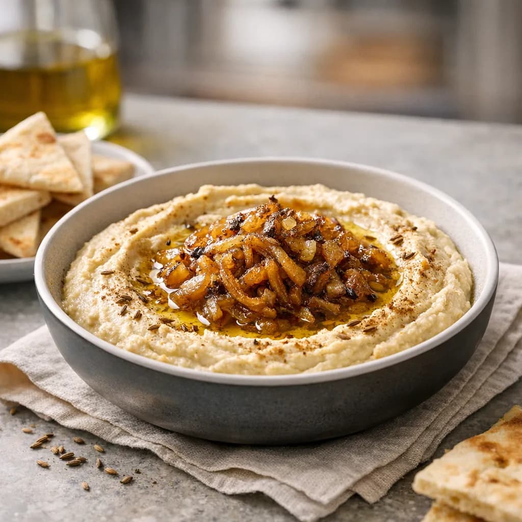 Caramelized Onion Hommos New Twist
