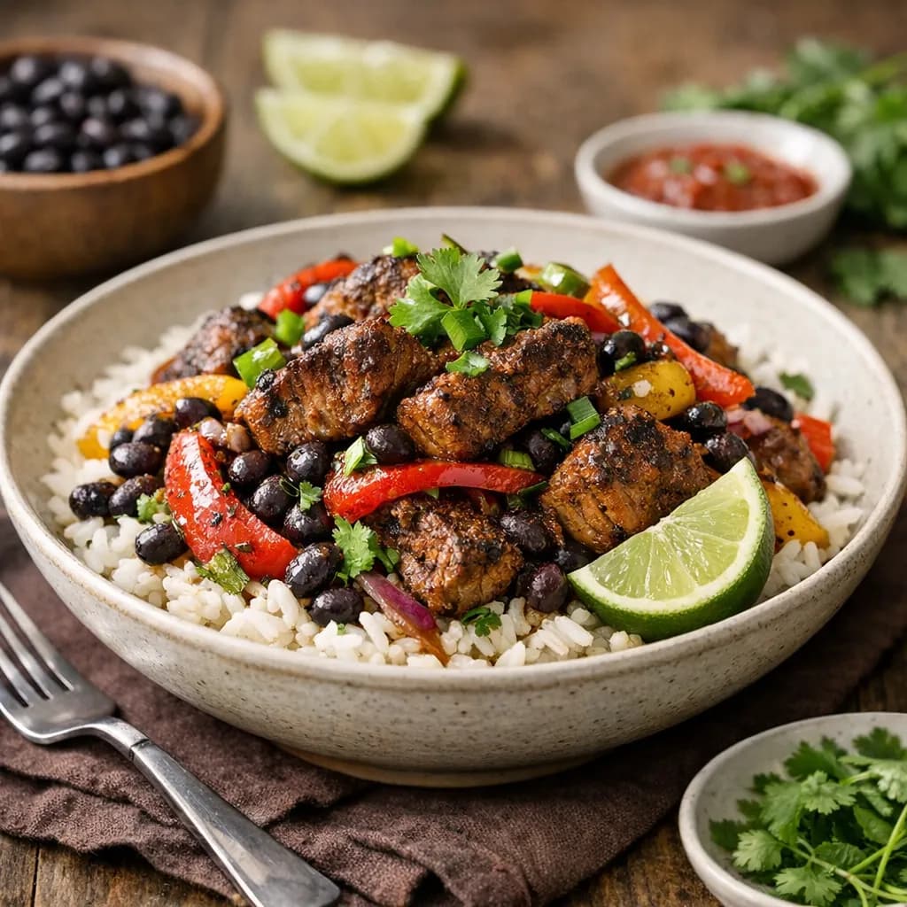 Caribbean Black Bean & Jerk Pork Stir Fry