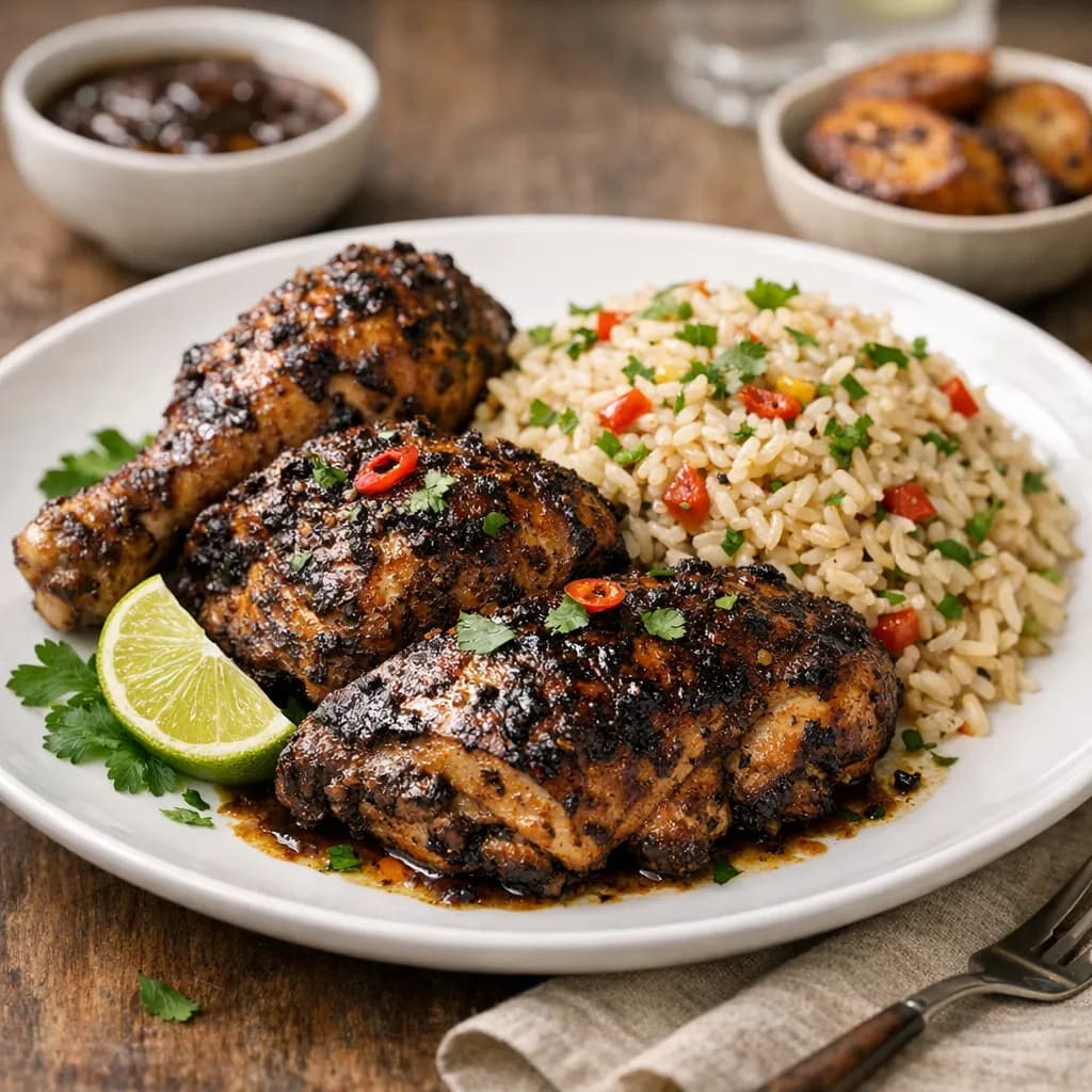 Caribbean Jerk Chicken and Rice Pilaf