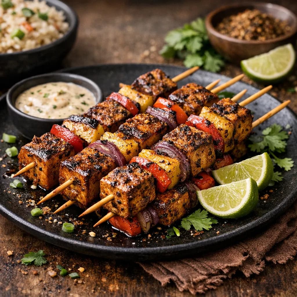 Caribbean Jerk Tofu Skewers