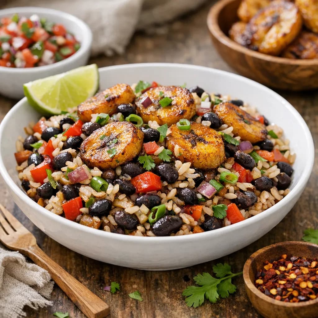 Caribbean Style Black Bean & Plantain Stir Fry