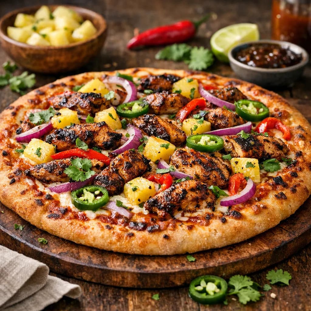 Caribbean Style Jerk Chicken Pizza