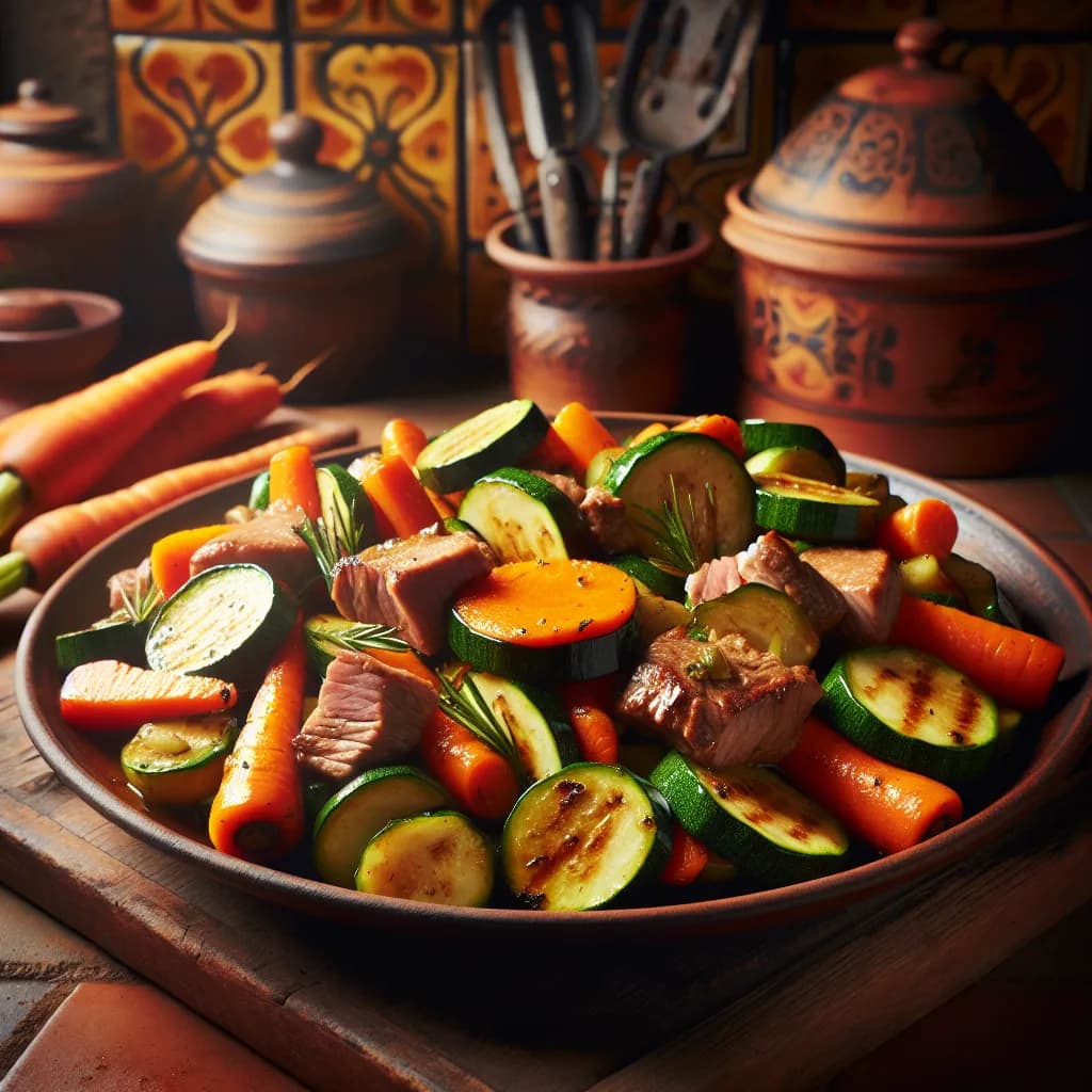 Carote e Zucchine Saltate con Carne