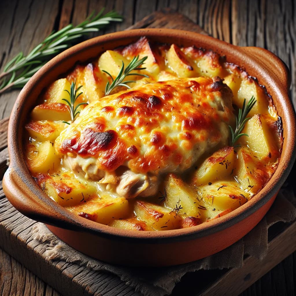 Casserole de Poulet et Patates au Fromage Épicé