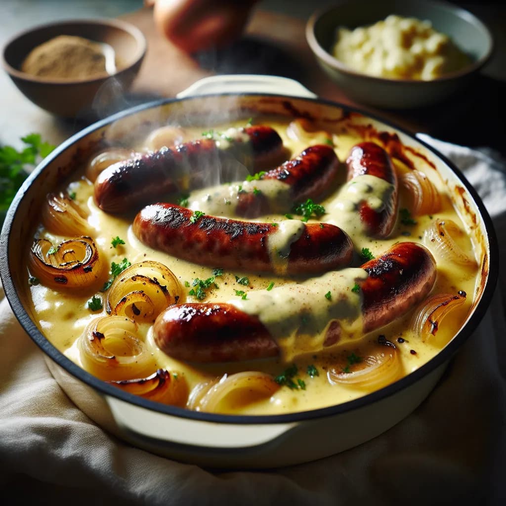 Casserole de saucisses à la crème