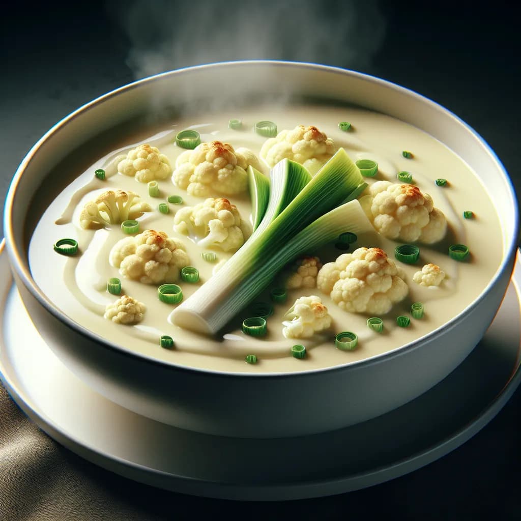 Cauliflower Cheese and Leek Soup