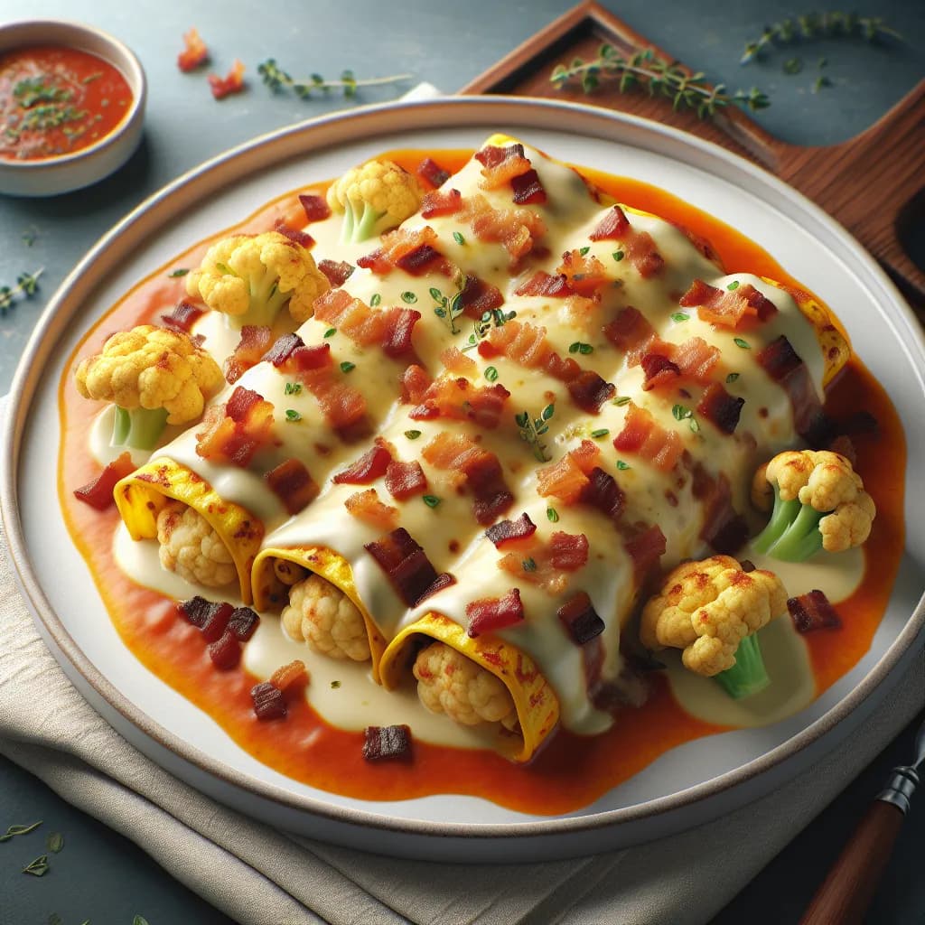 Cauliflower and Bacon Enchiladas