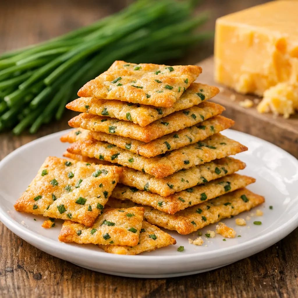 Cheddar & Chive Sourdough Crackers