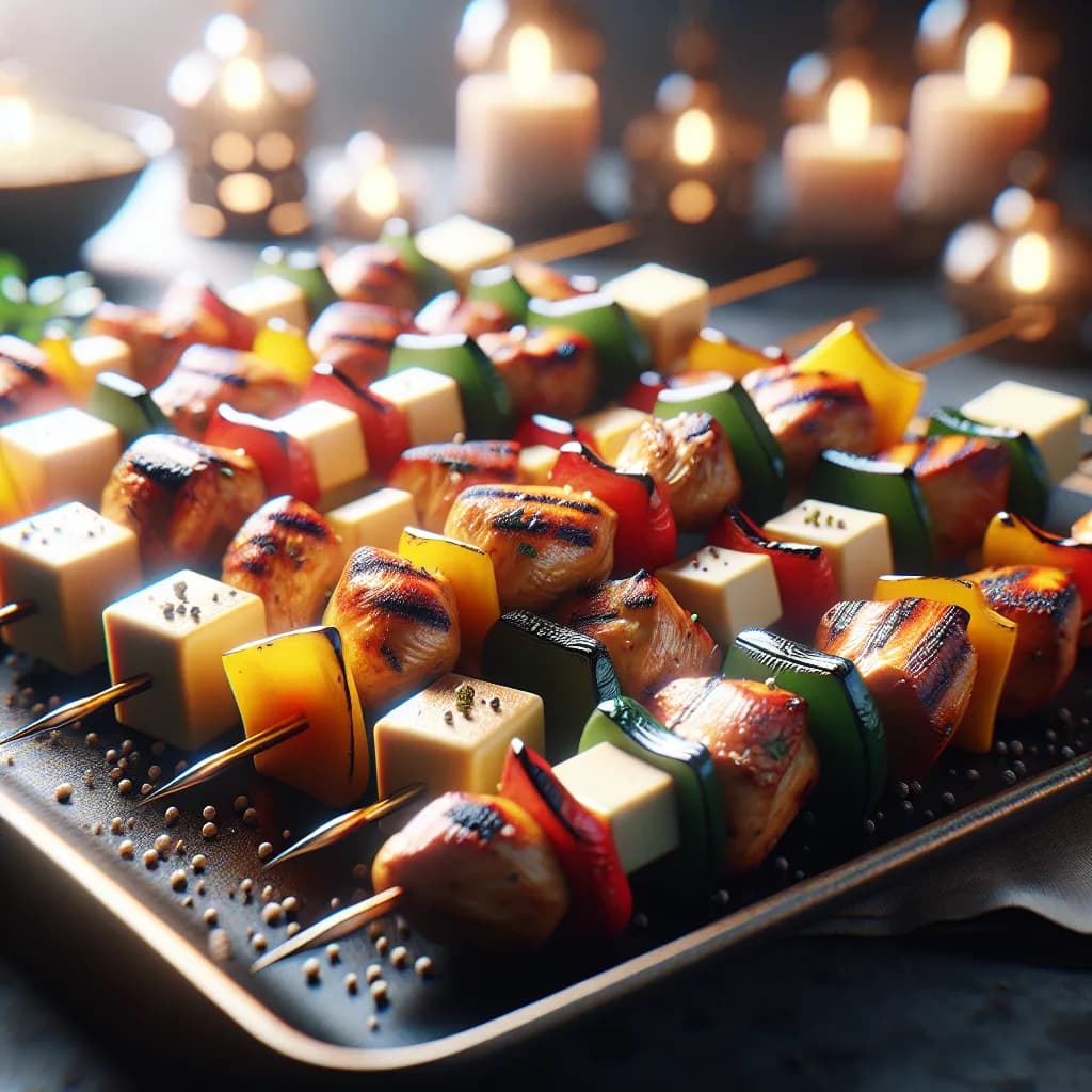 Cheese and Pepper Drumstick Skewers