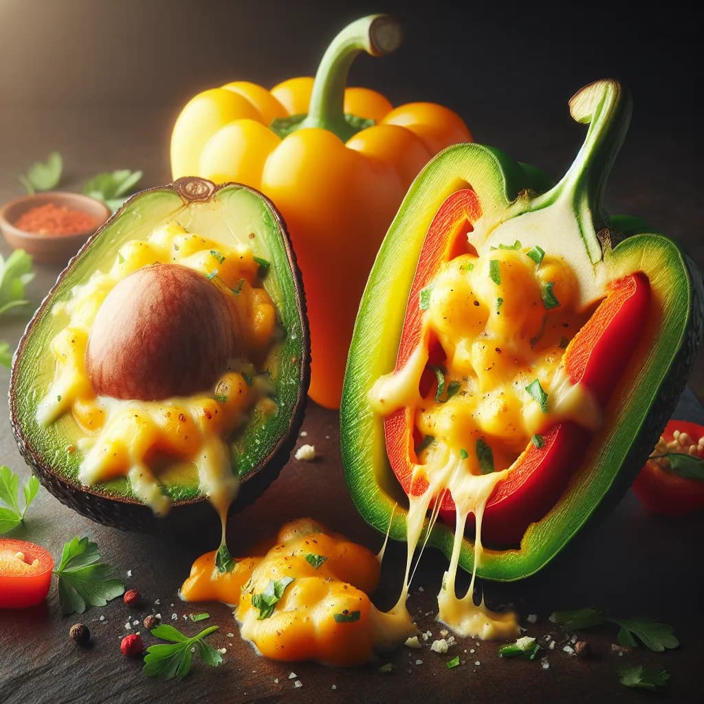 Cheesy Avocado Stuffed Peppers