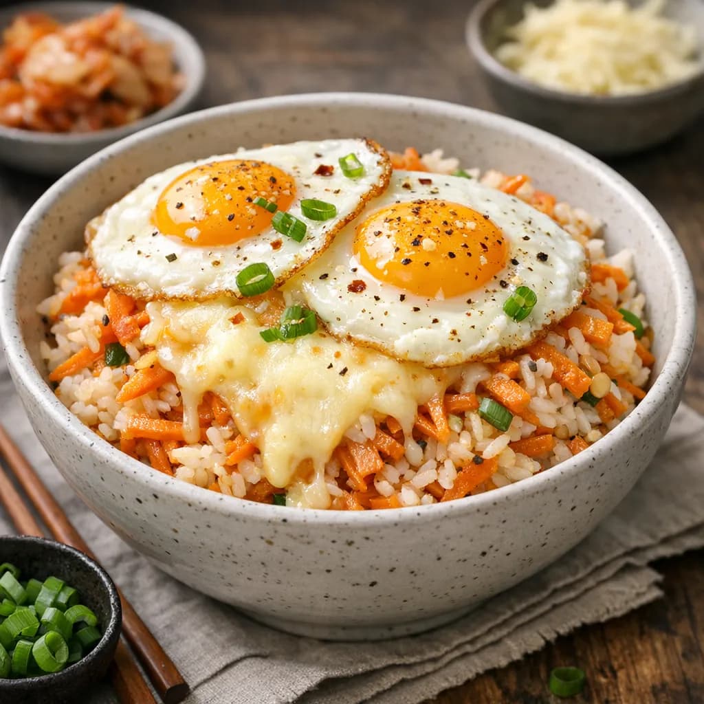 Cheesy Carrot and Egg Rice Bowl