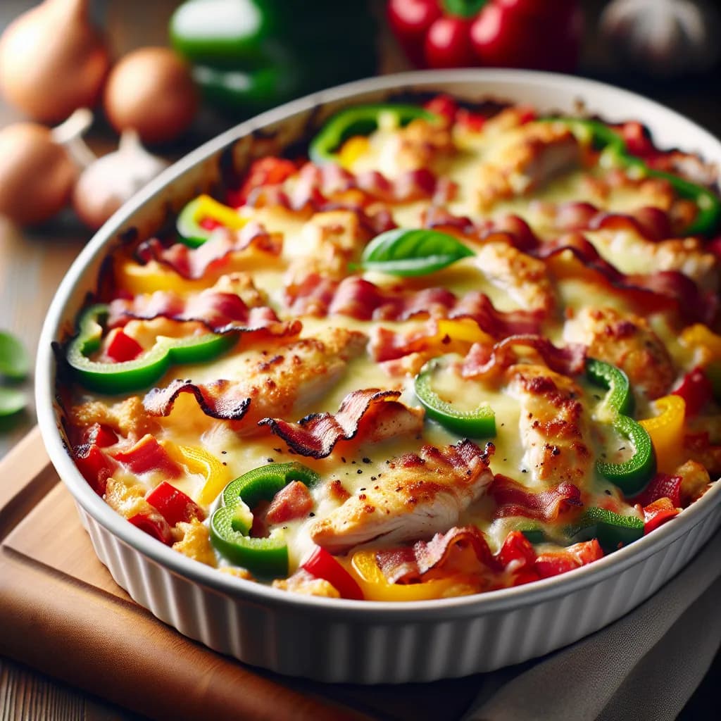 Cheesy Chicken Bacon Bell Pepper Bake