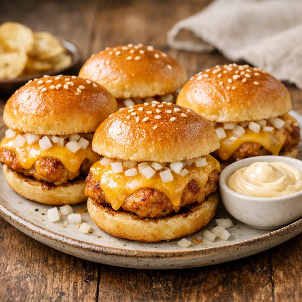 Cheesy Chicken Burger Sliders