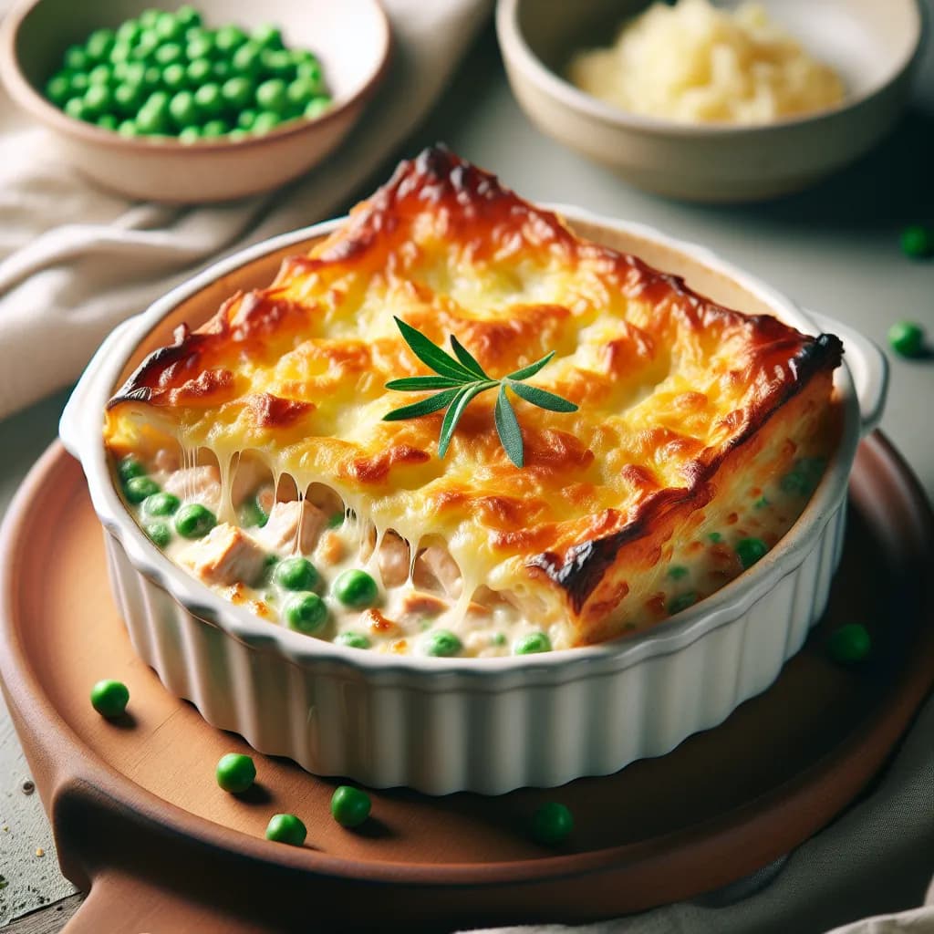 Cheesy Chicken and Pea Bake