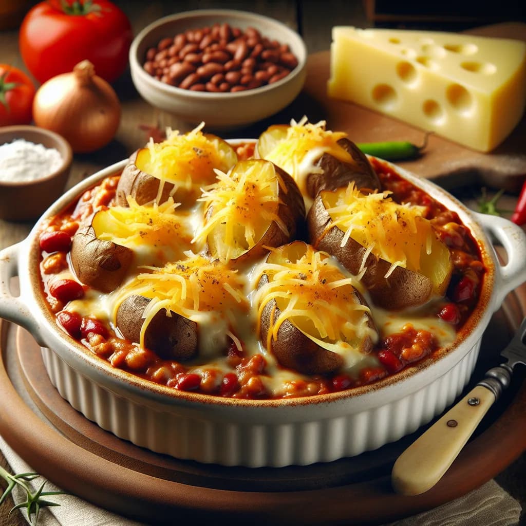 Cheesy Chili Baked Potatoes