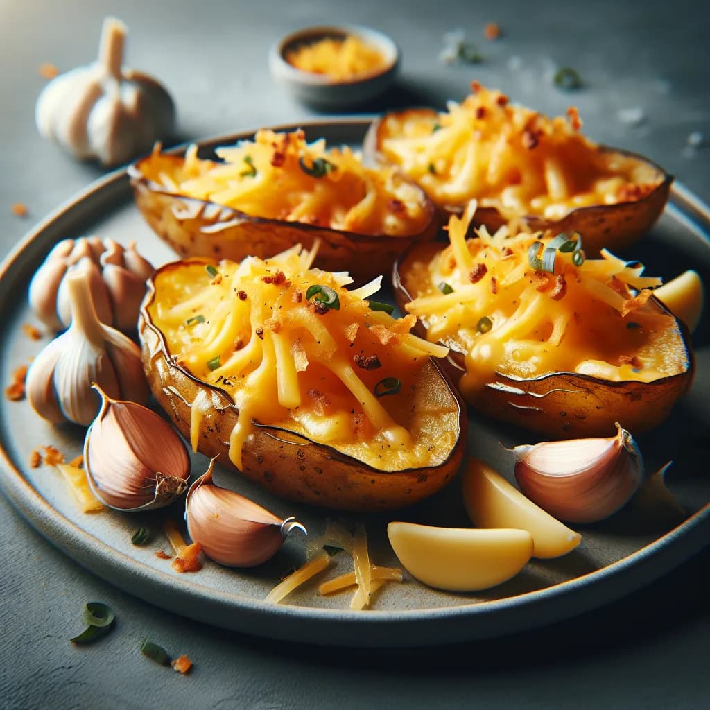 Cheesy Garlic Potato Skins